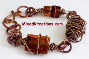 Copper Bead Wrap and Brown Glass