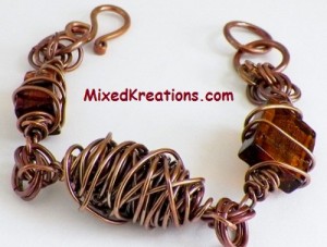Copper Bead Wrap and Brown Glass