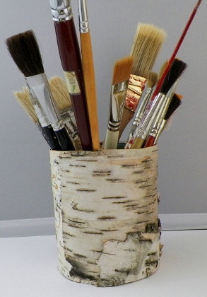 birch bark paint brush holder 