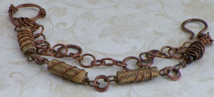 copper & paper wrapped bead bracelet
