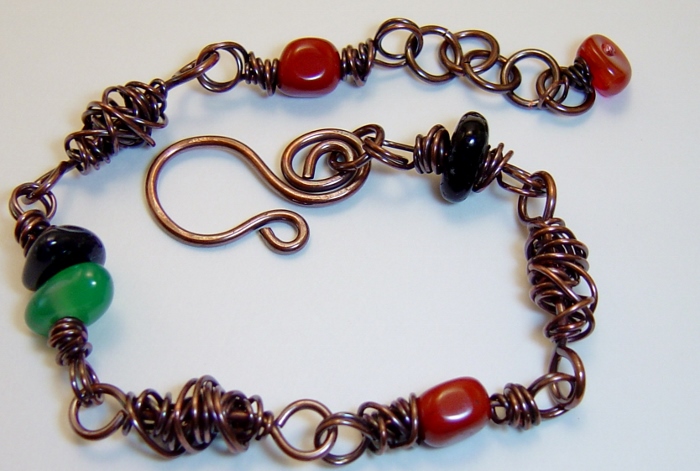gemstone and copper wire bracelet (700x471)