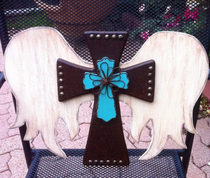 handmade cross with wings