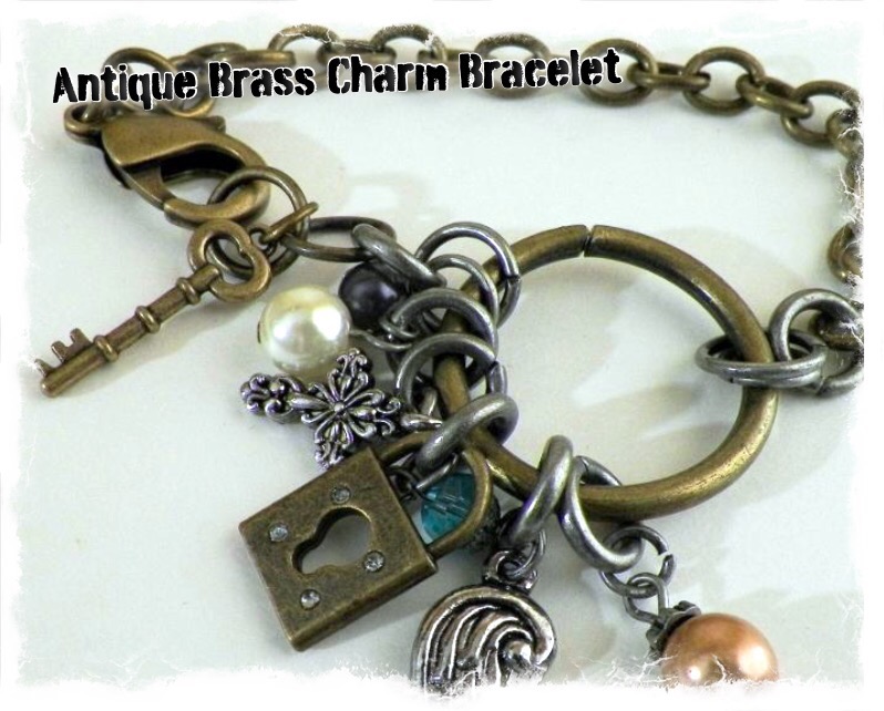 antique brass charm bracelet
