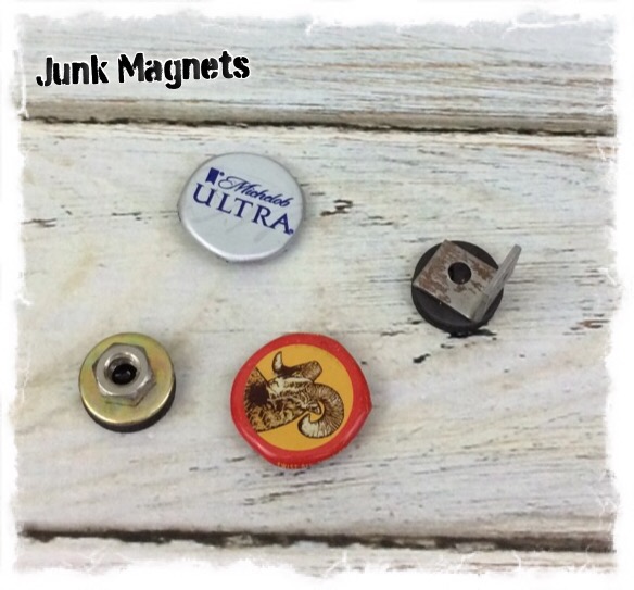repurposed found objects into magnets