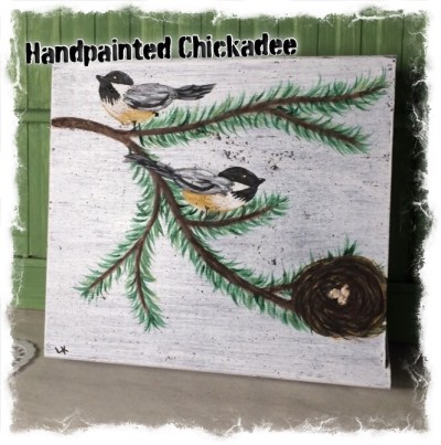 hand-painted chickadee's