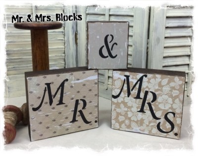 Mr. & Mrs. Vintage wood blocks