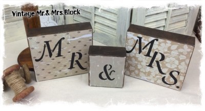 Mr. & Mrs. Vintage wood blocks