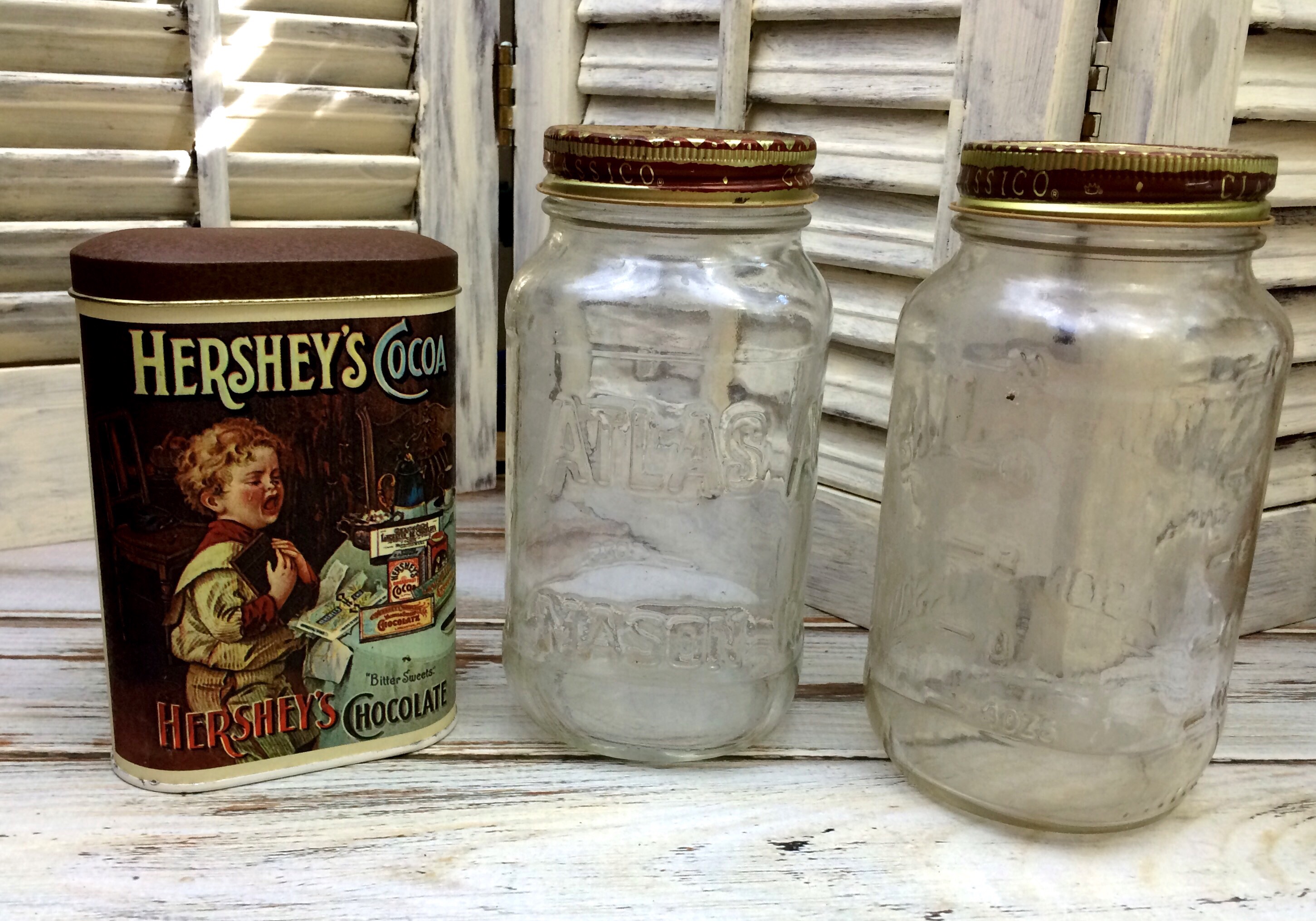 hershey's cocoa and atlas mason jars