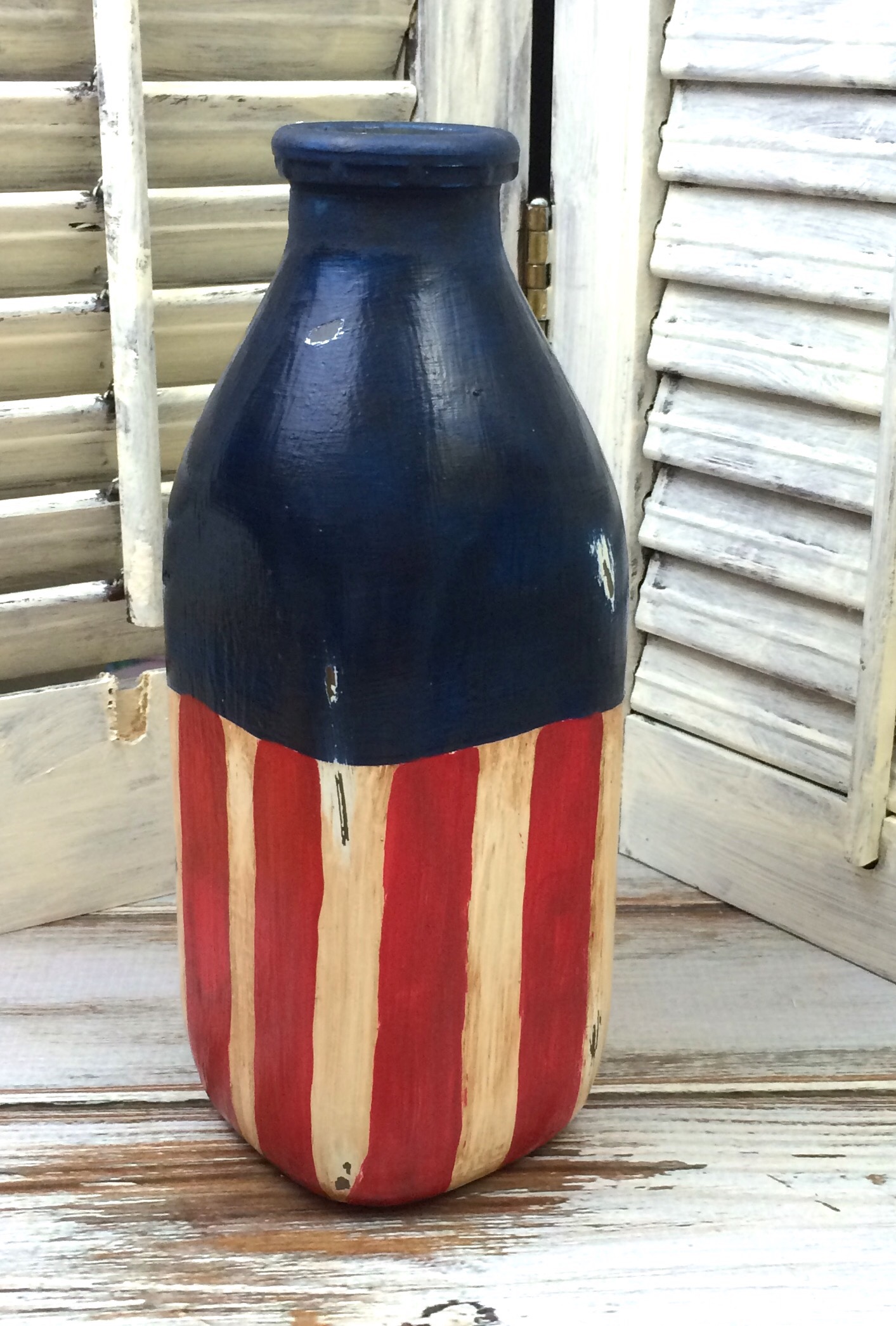 Upcycled Bottle Into Fourth Of July Vase