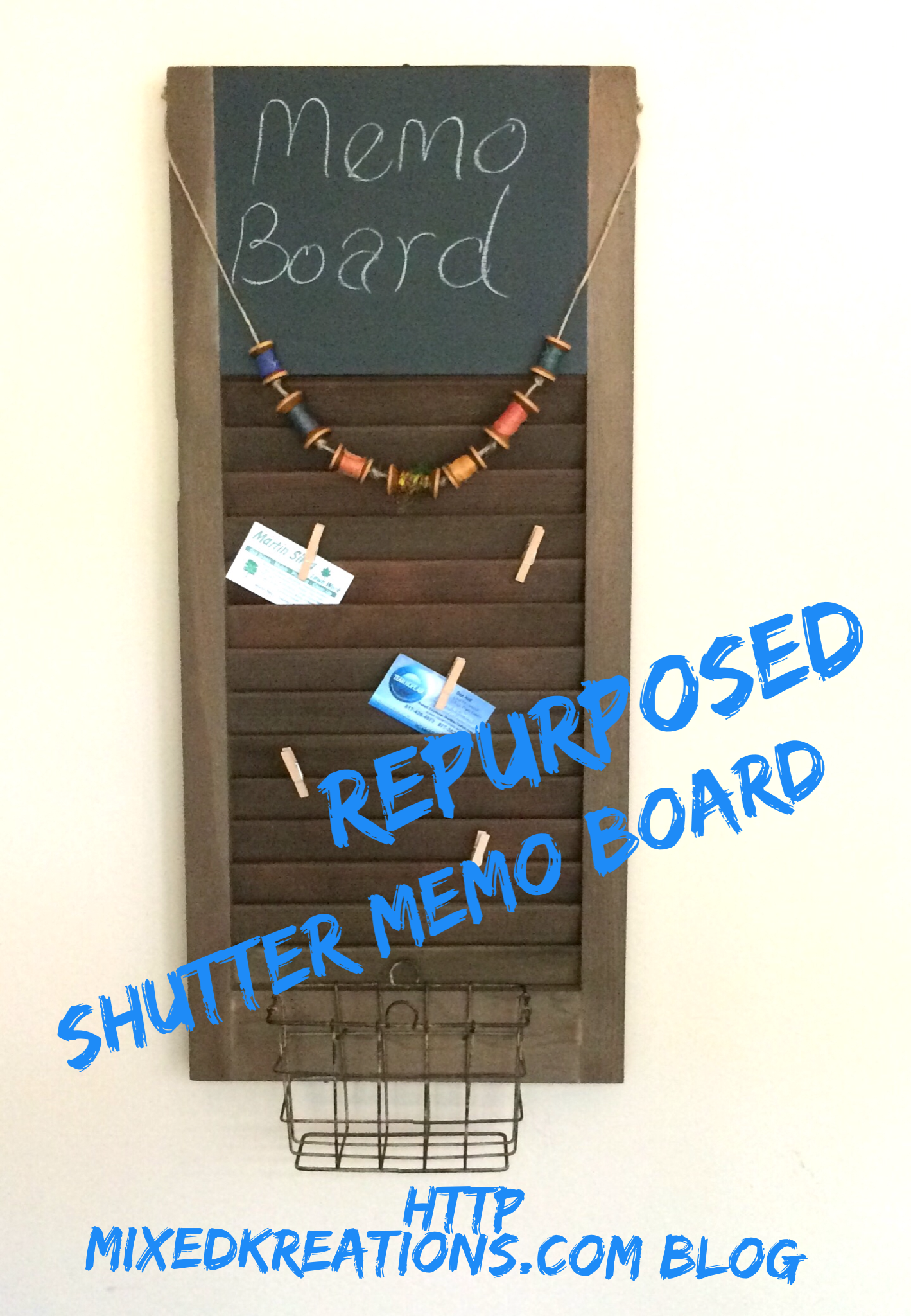 repurposed shutter memo board