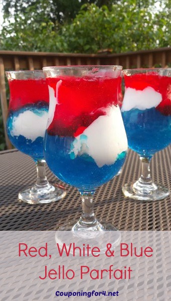Red, White and blue Jello Parfait