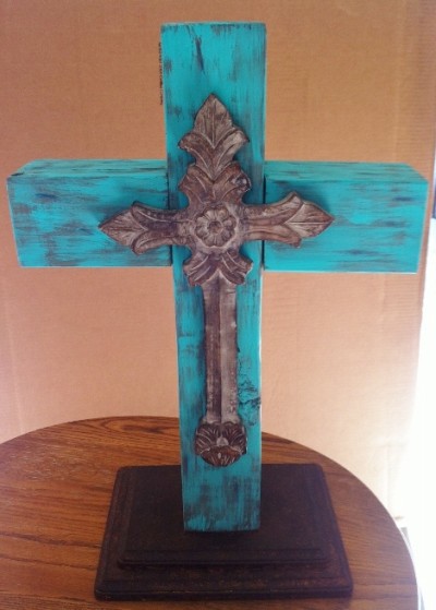 turquoise wood cross
