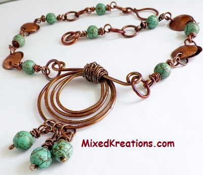 Wrapped Spiral and Howlite Dangles Necklace