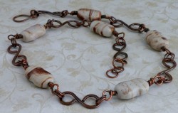 Copper and Porcelain Beaded Necklace