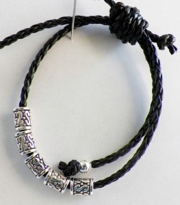 Black leather bracelet with sliding knot