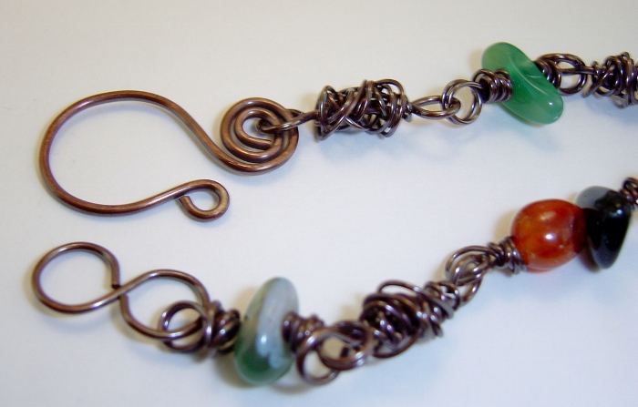 Handmade copper and semi-precious stones necklace