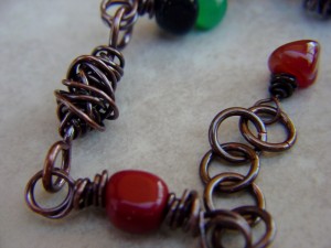 copper and gemstone bracelet