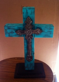 diy turquoise wood cross