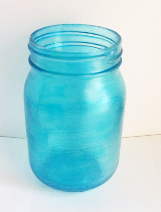 diy faux sea glass mason jar