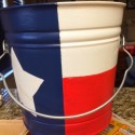 hand-painted Texas Flag bucket