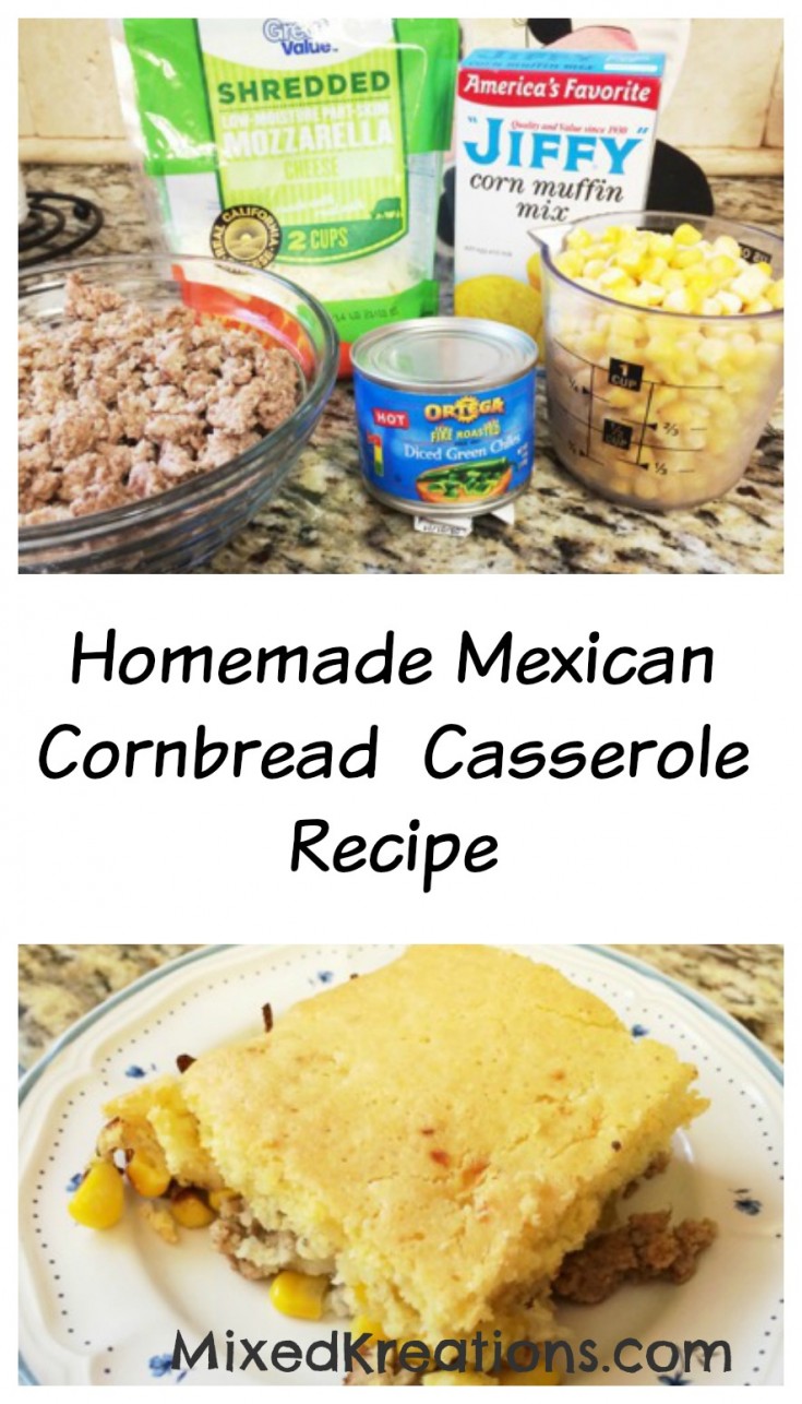 How to make homemade Mexican cornbread casserole | Diy Mexican cornbread casserole recipe #Homemade #MexicanCornbreadRecipe #recipe MixedKreations.com