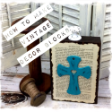 vintage book page block with cross