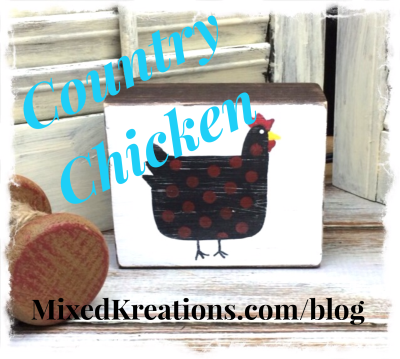 country chicken on vintage block