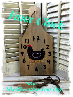 faux clock on cutting board