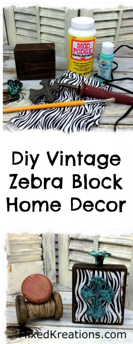 diy vintage zebra print block home decor