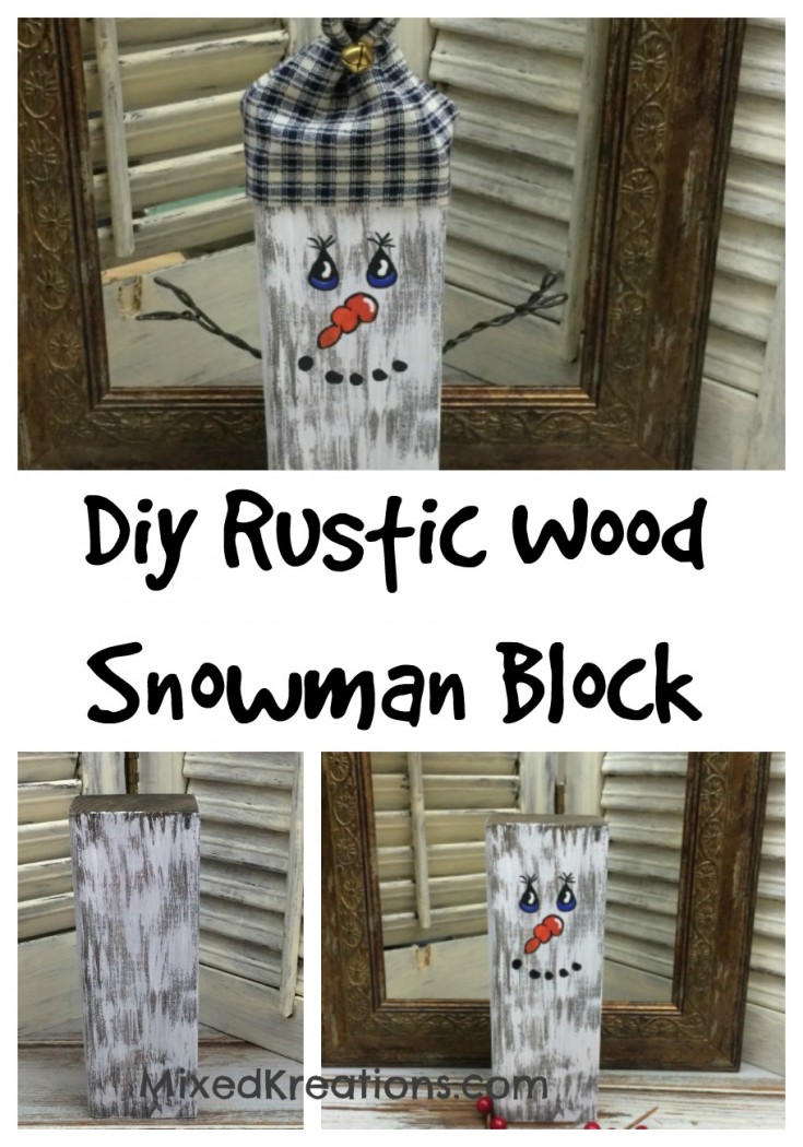 diy rustic snowman block 