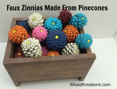 Faux Zinnias Made From Pine Cones 