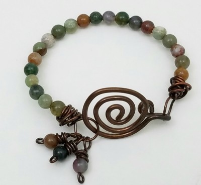 jasper & copper spiral bracelet