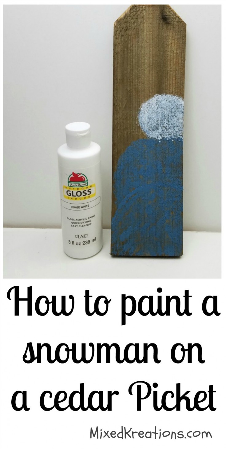 how to paint a snowman on a cedar picket