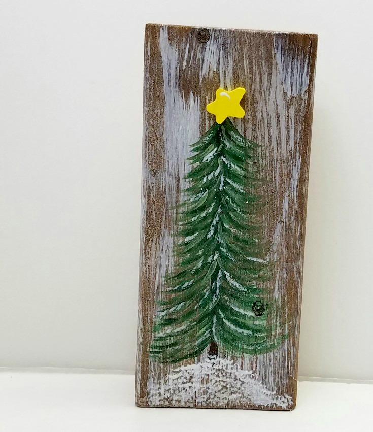 Hand Painted Christmas Tree On A Cedar Picket Mixed Kreations