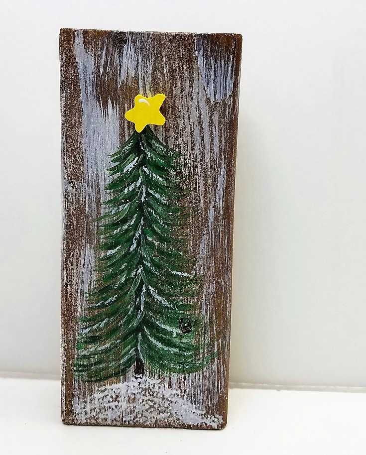 hand painted wooden christmas tree