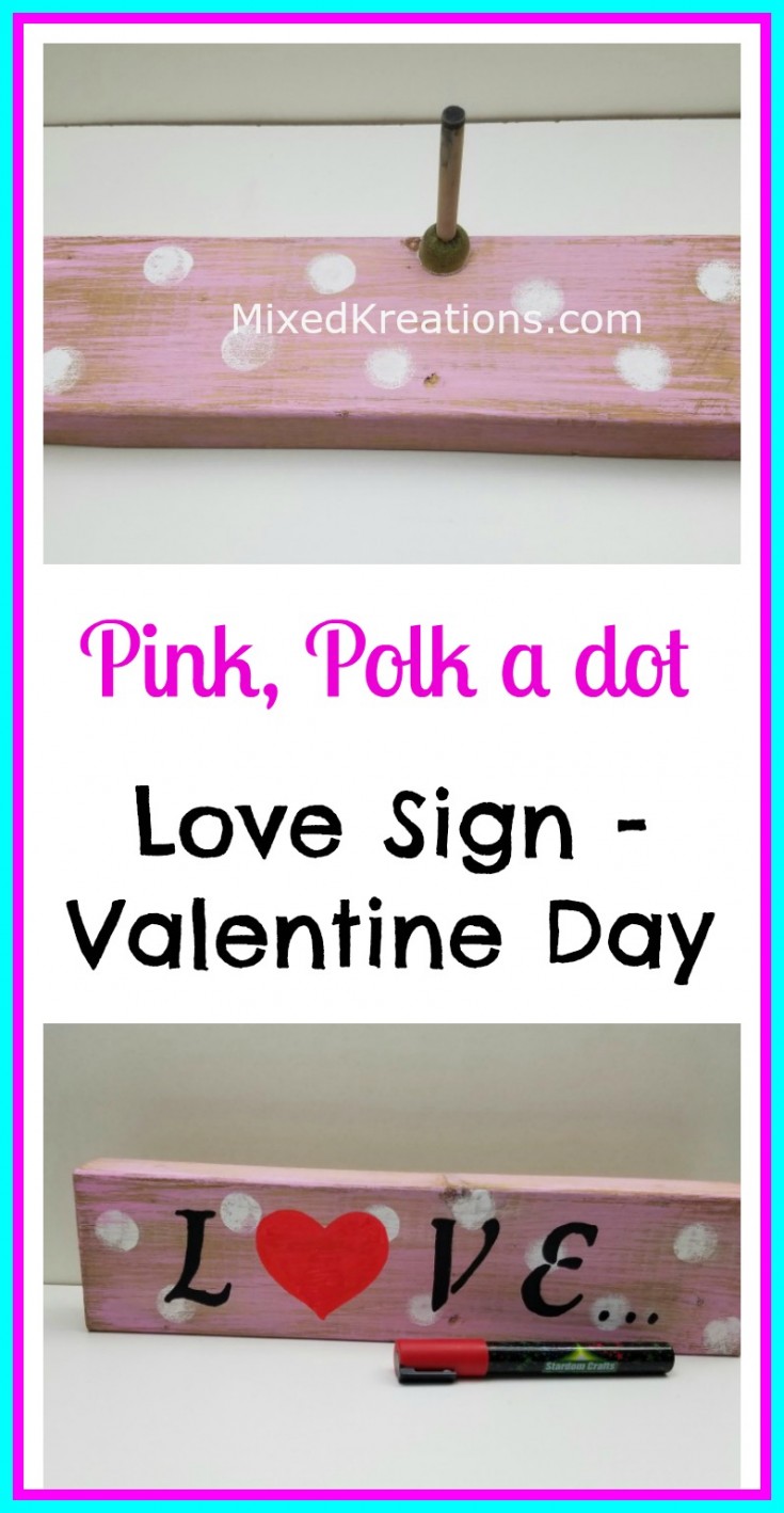 Pink polk a dot love sign Pinterest
