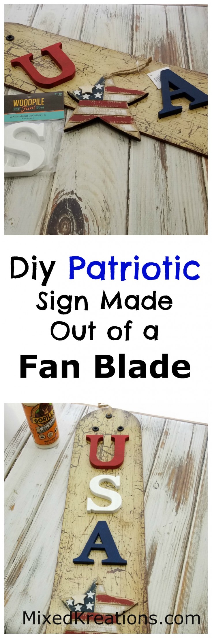 Diy Patriotic Sign Made Out of a Fan Blade 