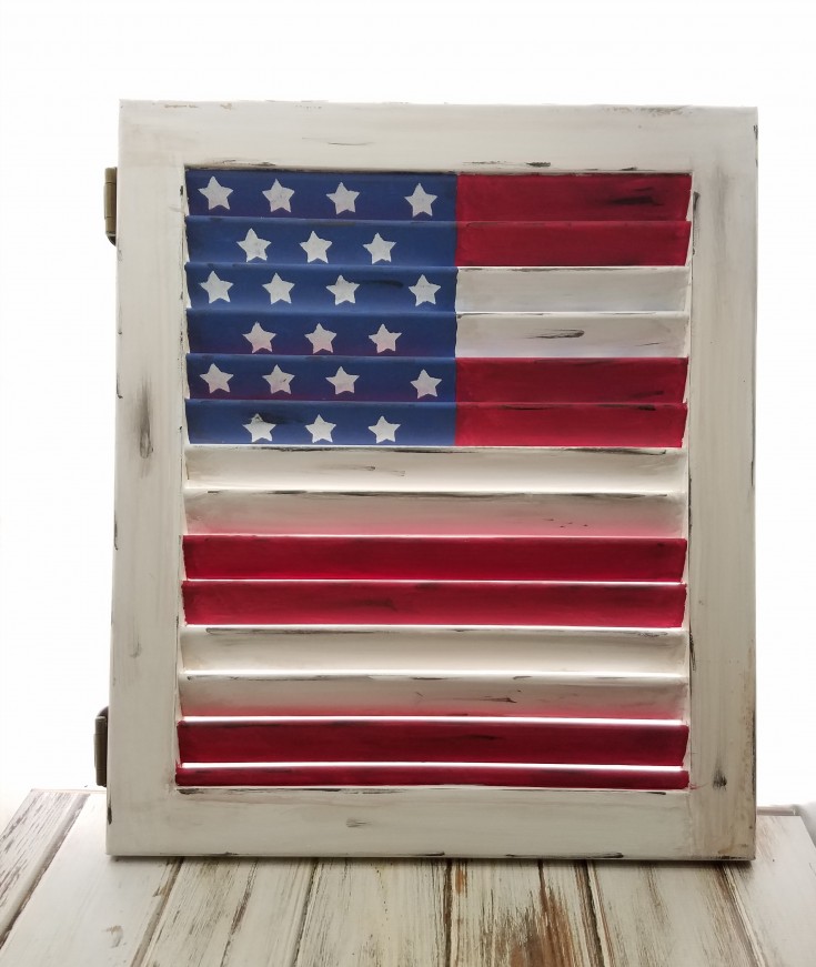  2-sided American Flag on a Shutter