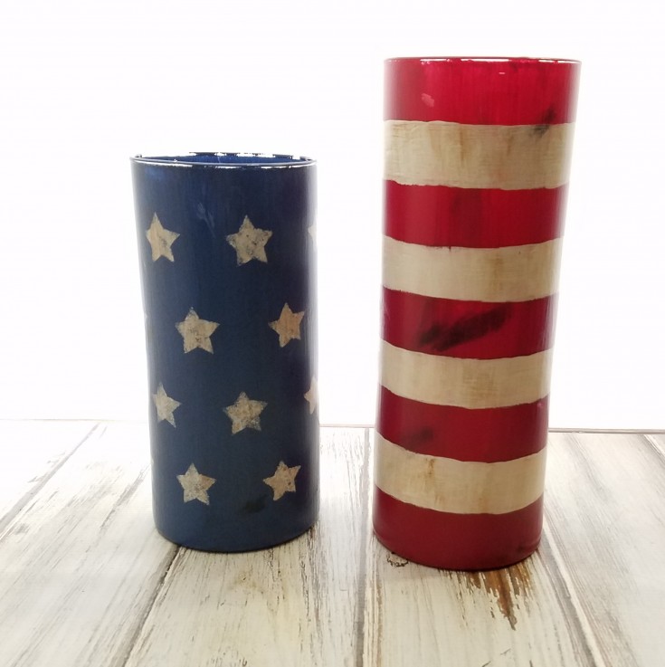 how to make Patriotic vases out of two thrifty finds