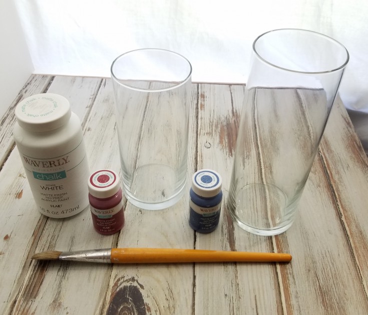 how to make Patriotic vases out of two thrifty finds