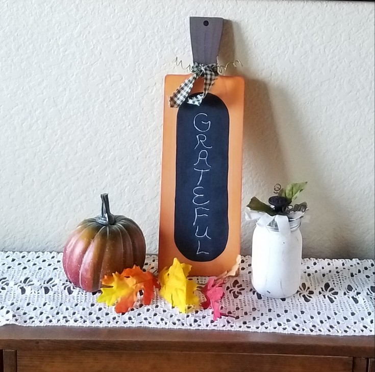 Chalkboard Pumpkin from a Cutting Board