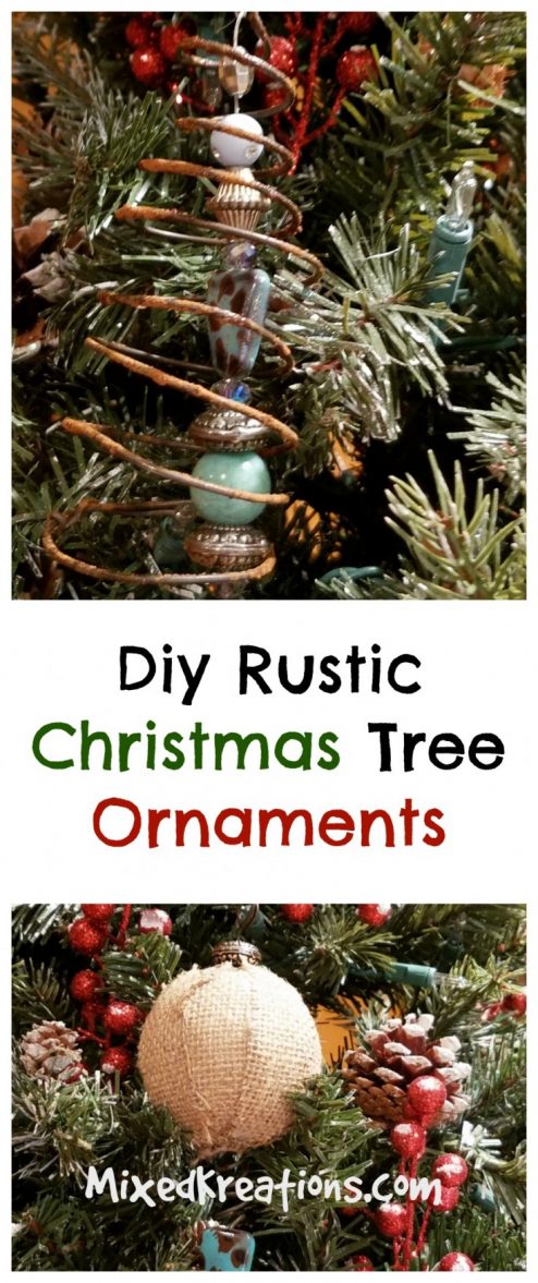 Two Diy Rustic Christmas Tree Ornaments - Mixed Kreations