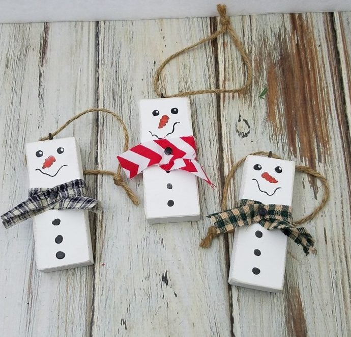 scrap wood snowmen ornaments