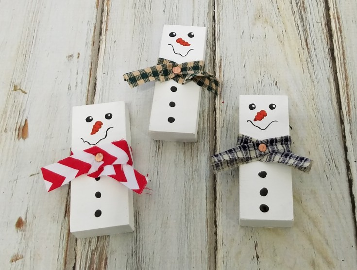 scrap wood snowmen ornaments 