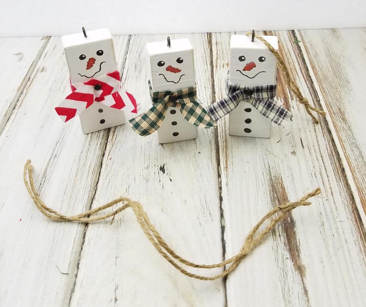 scrap wood snowmen ornaments 