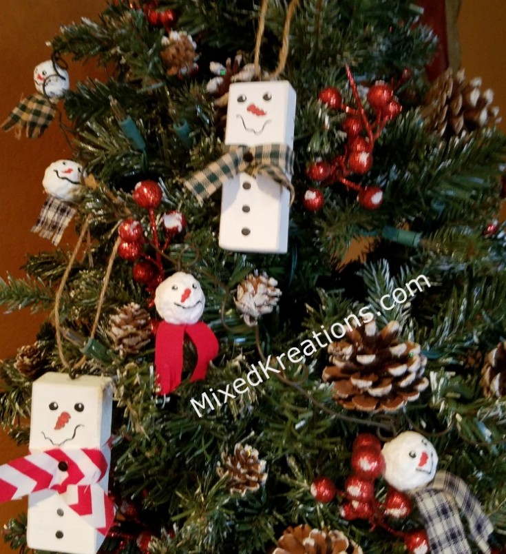scrap wood snowmen ornaments