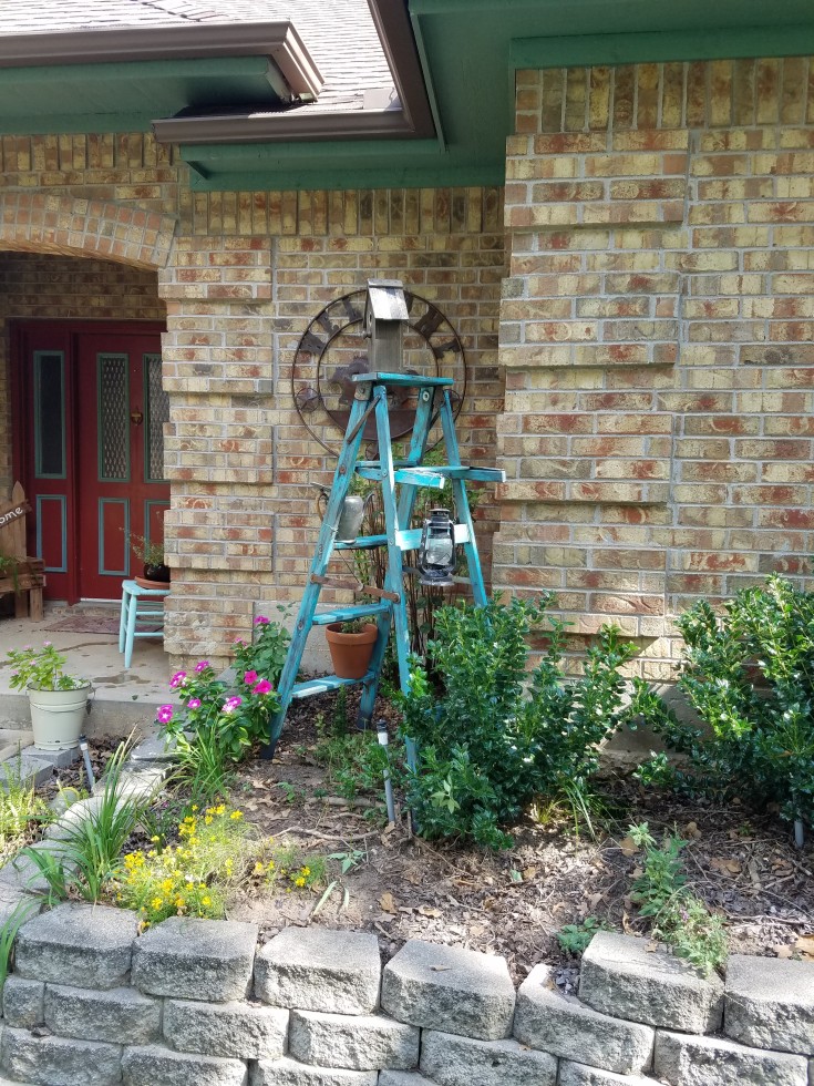 Wooden Ladder into Yard Art