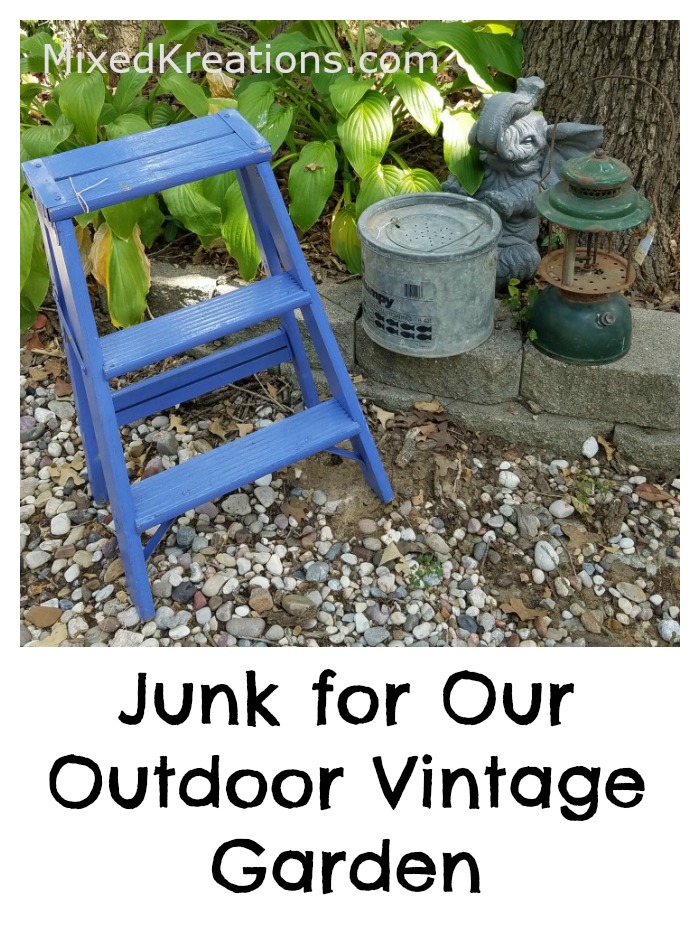Junk for Our Outdoor Vintage Garden #Outdoor #Vintage #Garden #diy #junk MixedKreations.com