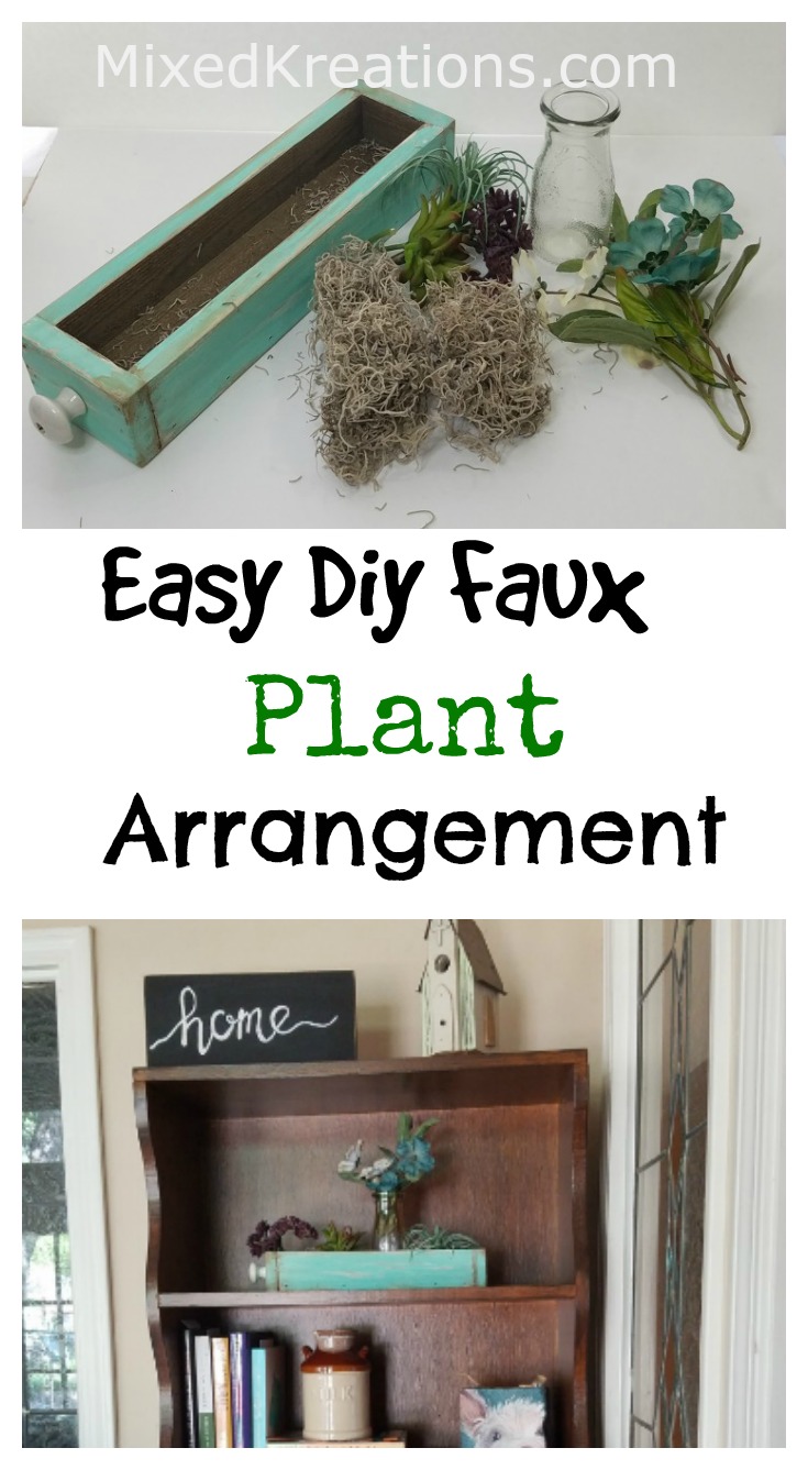 Easy diy faux plant arrangement | how to make a faux plant arrangement #faux #succulents #diy #homedecor MixedKreations.com