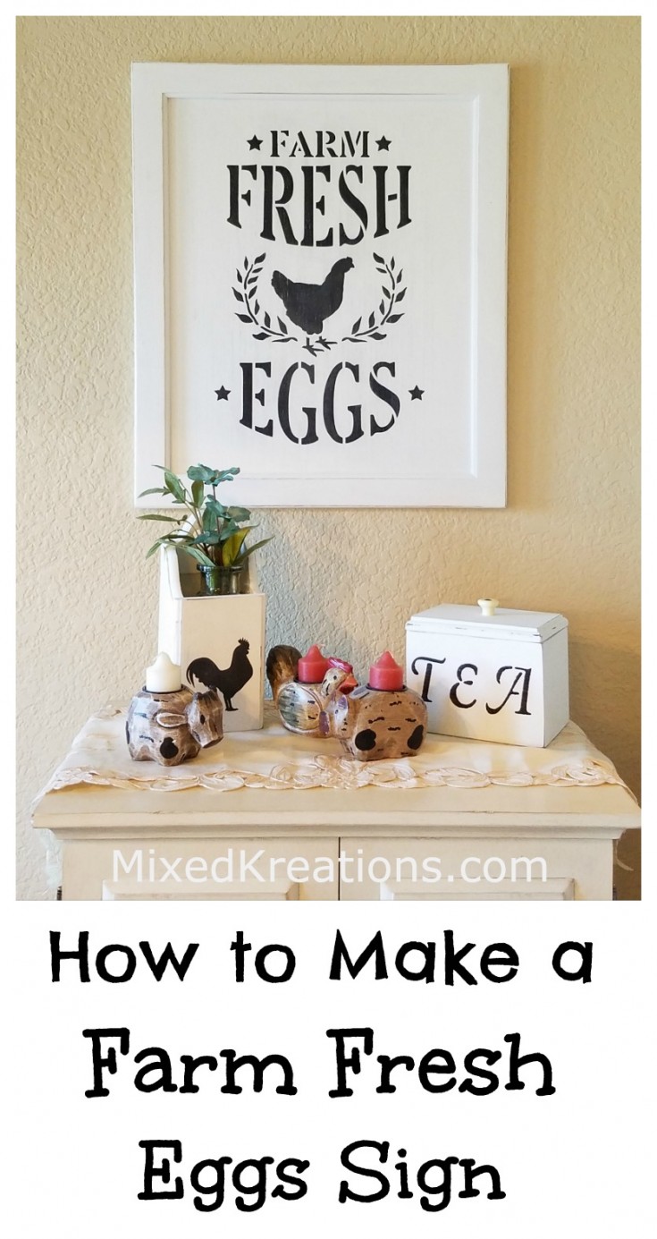 How to Make a Farm Fresh Eggs Sign on a Cabinet Door | Diy farmhouse sign #Farmhouse #sign #diy #handmade #handpainted #FarmFreshEggs MixedKreations.com